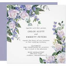 White Rose Purple Blue Floral Wedding Invitation Zazzle Com Floral Wedding Invitations Square Wedding Invitations Purple Wedding Card