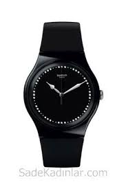 Swatch Saat Modelleri Siyah Kucuk Tas Suslu Kiyafet Kombinleri Swatch Siyah Kadin Saat
