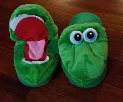 Stompeez Childrens Slippers Green Growling Dragon Size Small