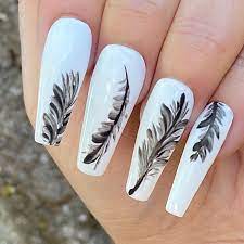 Sgrafeathers Feather Nail Art Feather Nails Feather Nail Designs