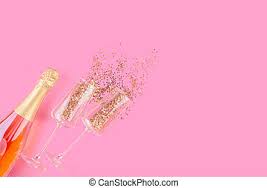 Mock pink champagne, recipe, combine all ingredients.serve in champagne flutes. Creative Party Concept Blank Paper Card Mock Up On The Pink Background With Golden Confetti And Champagne Bottle Canstock