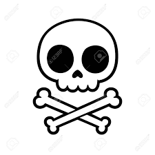Clipart illustration of a black silhouette of a skull. Cute Stylized Cartoon Skull And Crossbones Doodle Simple Hand Drawn Jolly Roger Sign Isolated Vect Skull Art Drawing Simple Skull Drawing Easy Skull Drawings