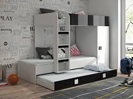 Tomi hochbett mit schrank schreibtisch treppe und gastebett mit. Hochbett Mit Schrank Telly 2 Weiss Schwarz Hochglanz Qmm Traummoebel