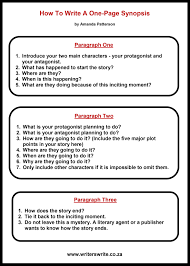 Generally, a synopsis should fit comfortably on two a4 pages, but the length really depends on what the agent wants to see. How To Write A One Page Synopsis Writers Write