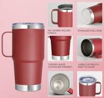 Amazon.com: Abbrevi 20 oz Stainless Steel Tumbler with Handle Bulk Metal Insulated Tumblers Travel Coffee Mug with Handle Double Wall Tumbler Cup with ...