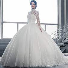 Second hand kleidung, markenbekleidung, schuhe und accessoires zu günstigen preisen. Grosshandel Langarm Muslime Brautkleider 2021 Prinzessin High Hals Luxus Ballkleid Hochzeitskleid Spitze Appliques Winter Vestido De Noiva Custom Made Von Crown2 Hochzeitskleid Corsage Brautkleid Hochzeitstag Kleider