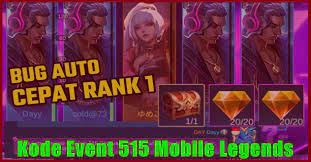 Hingga detik ini ada banyak sekali pemain mobile legends yang sedang menikmati event 515. Kode Event 515 Ml Bug Auto Cepat Rank 1 Gameol Id