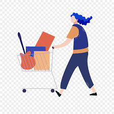 Push Cart Clipart Vector, Cartoon Hand Drawn Push Cart Woman Illustration,  Shopping, Shopping Bag, Leather Shoes PNG Image For Free Download