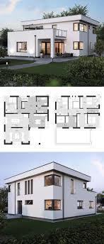 Moderne Stadtvilla Grundriss Mit Flachdach Architektur Anbau Im Bauhausstil Einfamilienhaus Bauen Ideen Fer Architecture House Flat Roof House Architecture