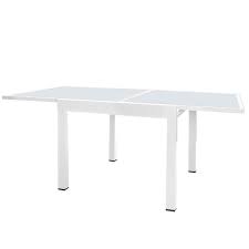 D'une structure solide elle peut être utilisée quotidiennement. Table De Repas Carree Extensible Acier Verre Blanc Vado Univers Jardin