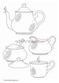 Teapot coloring page that you can customize and print for kids. Tea Set Colouring Page