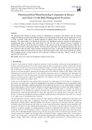 Pharmaceutical consulting company with international expertise in strategic drug development. Pdf Pharmaceutical Manufacturing Companies In Kenyaand Their Credit Risk Management Practices Elizabeth Kalunda Muvui Academia Edu