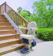 For sufficiently wide stairs, a rail is mounted to the treads of the stairs. Bruno Outdoor Elite Straight Stair Lift Nsm National Seating Mobility