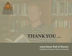 2009 Honor Roll of Donors by Southeast Missouri State University