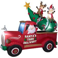 Holiday Living 7 87 Ft Lighted Santa S Delivery Truck Christmas Inflatable Lowes Com Inflatable Christmas Decorations Christmas Tree Delivery Christmas Inflatables