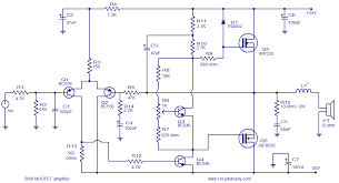 Simple preamplifier circuit using tl072. Popular Mosfet Audio Amplifier Circuits Circuit Diagrams