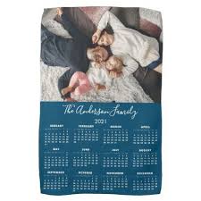2021 Calendar Your Photo Family Name Kitchen Towel Zazzle Com In 2020 2021 Calendar Family Photos Family Name