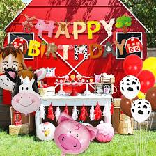 Farmhouse fun birthday decorations & party supplies. Farm Animal Birthday Decorations Kit Barn Farm Balloons Happy Birthday Banner Cupcake Toppers For Barnyard 1st 2nd 3rd Birthday Party Party Supplies Toys Games Agtcorp Com