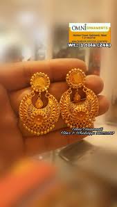 Earrings 24 K Weight 1 Tola Earrings Jewelry Gold