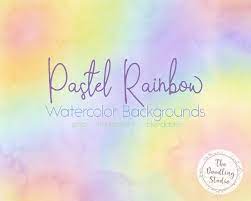 Pastel Rainbow Watercolor Backgrounds 12 Backgrounds Png Etsy Watercolor Background Pastel Rainbow Rainbow Clipart