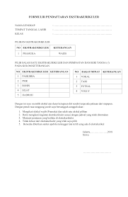 Kumpulan soal contoh formulir pendaftaran ekskul futsal contoh formulir pendaftaran ekskul futsal contoh formulir pendaftaran ekskul futsal januari 23, 2019 contoh formulir pendaftaran ekskul futsal Formulir Pendaftaran Ekstrakurikuler