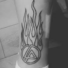 Black And White Flames Tattoo Chesters Flame And Lp Logo Now To Get Some Colour In Lp Linkinpark Tattoos And Piercings Linkin Park Tattoos