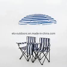 The polyester fabric is resistant to water and the alloy steel frame holds up to 225 pounds. China Hotsales Double Seats Beach Chair With Umbrella Sun Canopy Camping Chair With Cooler Bag China Camping Chair With Umbrella Beach Chair With Cooler Bag
