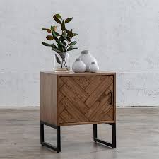 Find your ideal custom timber bedside table in our online store or come to our sydney showroom. Clearance Maxim Parquetry Herringbone Bedside Tables Left Hand Sid Living By Design