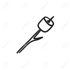 Name marshmallow png,black and white roasting marshmallows clipart. Marshmallow Roasted On Wooden Stick Sketch Icon Royalty Free Cliparts Vectors And Stock Illustration Image 72415063