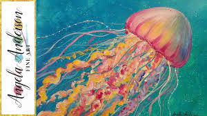 Jellyfish Acrylic Painting Tutorial Ocean Sea Life Live Beginner Lesson Painting Tutorial Jellyfish Painting Painting