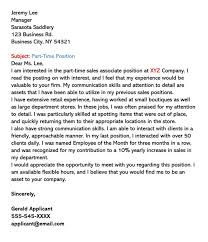 A business letter format is most commonly used. Cover Letter For Part Time Job 12 Sample Letters Examples