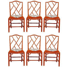 Set Of Six Faux Bamboo Chinese Chippendale Lacquered Chairs Faux Bamboo Bamboo Dining Chairs Chippendale Chairs