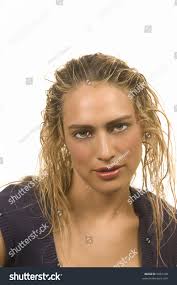 Beautiful Blond Model Stringy Wet Hair Stock Photo 6967108