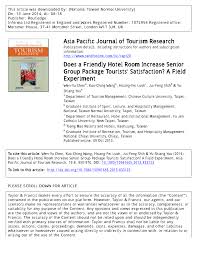 Rumah seni fiveart, ini merpakan nama galeri seni yang dirintis oleh denny yang merupakan alumni seni ikip malang. Pdf Does A Friendly Hotel Room Increase Senior Group Package Tourists Satisfaction A Field Experiment