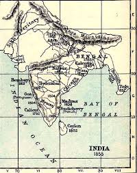 Map of India in 1858