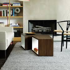 Metal leg with structural details. Contemporary Coffee Table Sebastopol Steelcase Oak Walnut Laminate