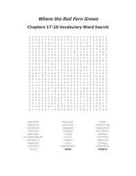Where The Red Fern Grows Ch 17 20 Vocabulary Word Search