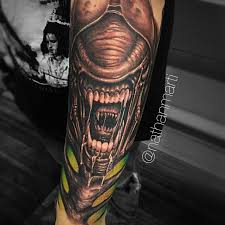 These types of alien tattoos may appear evil and vengeful. Alien Tattoo By Nathan Marti Tattoonow
