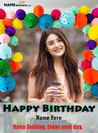All professionally designed free ecards make your celebrations more joyous and fantabulous when. Round Lights Balloons Happy Birthday Full Backdrop Photo Frame With Name