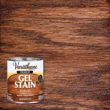 Ultra mahogany transparent interior/exterior wood stain/sealer with pump sprayer/fan tip. Varathane 1 Qt Mahogany Wood Interior Gel Stain 339585 The Home Depot