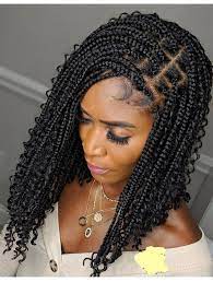 Women Boho Box Braided Wig Boho Box Braids Short Boho Box Etsy In 2021 Goddess Braids Hairstyles Braids With Curls Goddess Braids