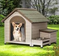 Foobrues Outdoor Fir Wood Dog House With An Open Roof Ideal For Small To  Medium Dogs LNN-W142784557