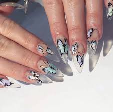 Collection by aesthetics• last updated 4 days ago. Acrylic Nails Design Clear And Butterfly Image 7005515 On Favim Com