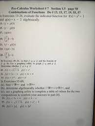 Multiple angle trig equations ws. Pre Calculus Worksheet 7 Section 1 5 Page 58 Chegg Com