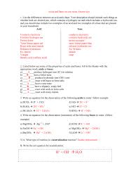 Acids, bases, and solutions answer key. Acids And Bases Review Sheet Answer Key