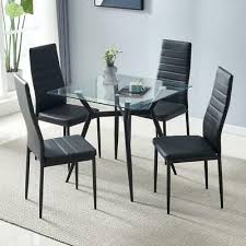 See our collection of dining room sets with grorgeous tables, chairs and more. 5 Piece 8mm Tempered Glass Thickness Dining Table Set With 4pcs Pu Chairs Us Ebay In 2021 Cheap Dining Room Sets Glass Dining Table Set Glass Dining Table