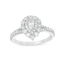 1 Ct T W Pear Shaped Diamond Double Frame Engagement Ring In 14k White Gold