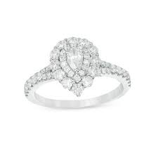 1 ct t w pear shaped diamond double frame engagement ring in 14k white gold