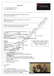 Imagine dragon — natural 03:12. Natural Imagine Dragons Esl Worksheet By Tamara Luz