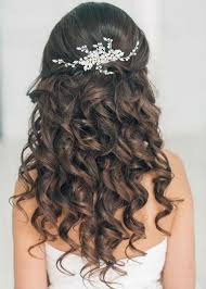 Wedding Hair Stylists Near Me Wedding Hair Styles For The Bride Beach Wedding Hair Dos Flower For Wed In 2020 Curly Wedding Hair Wedding Hair Down Long Hair Styles